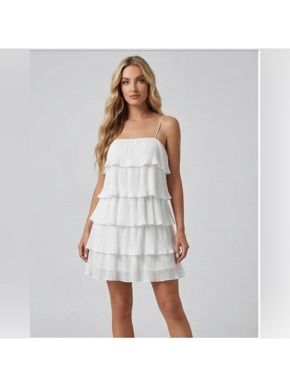 Boho Ruffle Tiered Mini Dress White